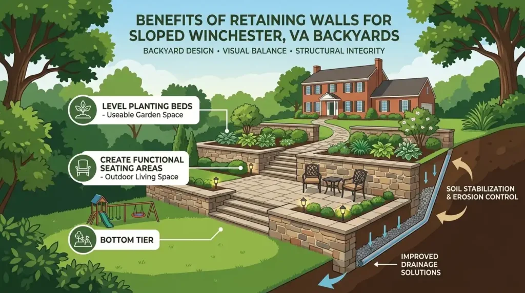 retaining wall benefits for sloped yards